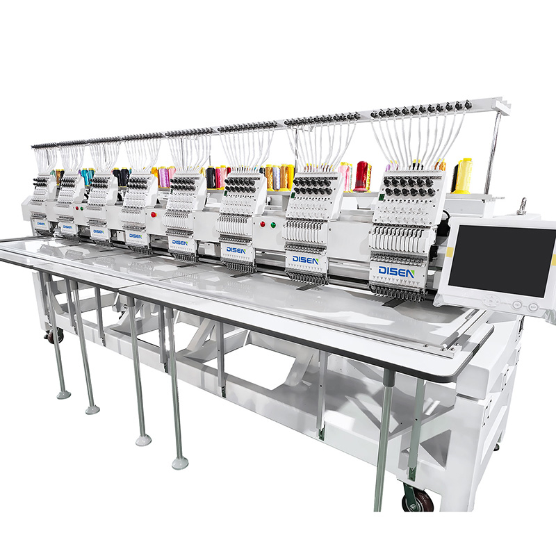 Máquina de bordado de prendas con acabado de ocho cabezales DS-J1208, máquina de bordado de cabezales múltiples para la industria textil