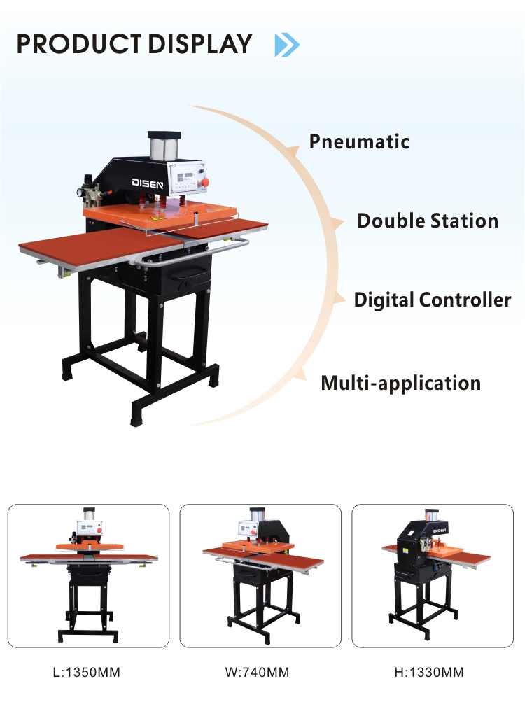 DS-7A 40*60cm automática neumática doble estación sublimación máquina de prensado en caliente camiseta máquinas de impresión por transferencia de calor